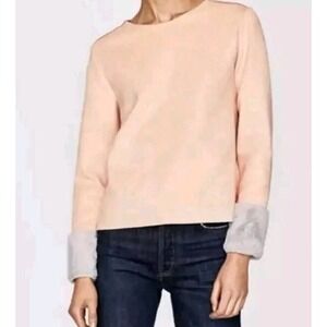 ZARA Sweater Womens Small Faux Fur Trim Vegan Suede Boxy BOHO 70s Hippie Pastels